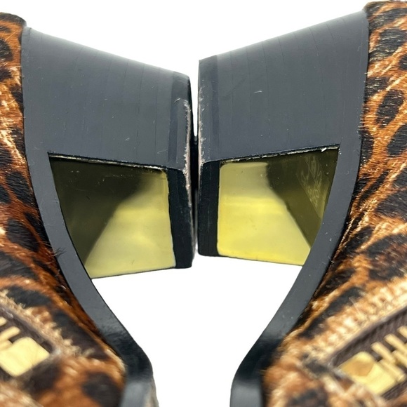 Rachel Zoe Leopard Print Calf Hair Leather Low Heel Ankle Booties Boots Size 7.5 - Picture 11 of 16